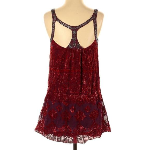 Free People Silk Vintage Crushed Velvet Brocade Size 4 Mini Dress - Picture 3 of 7